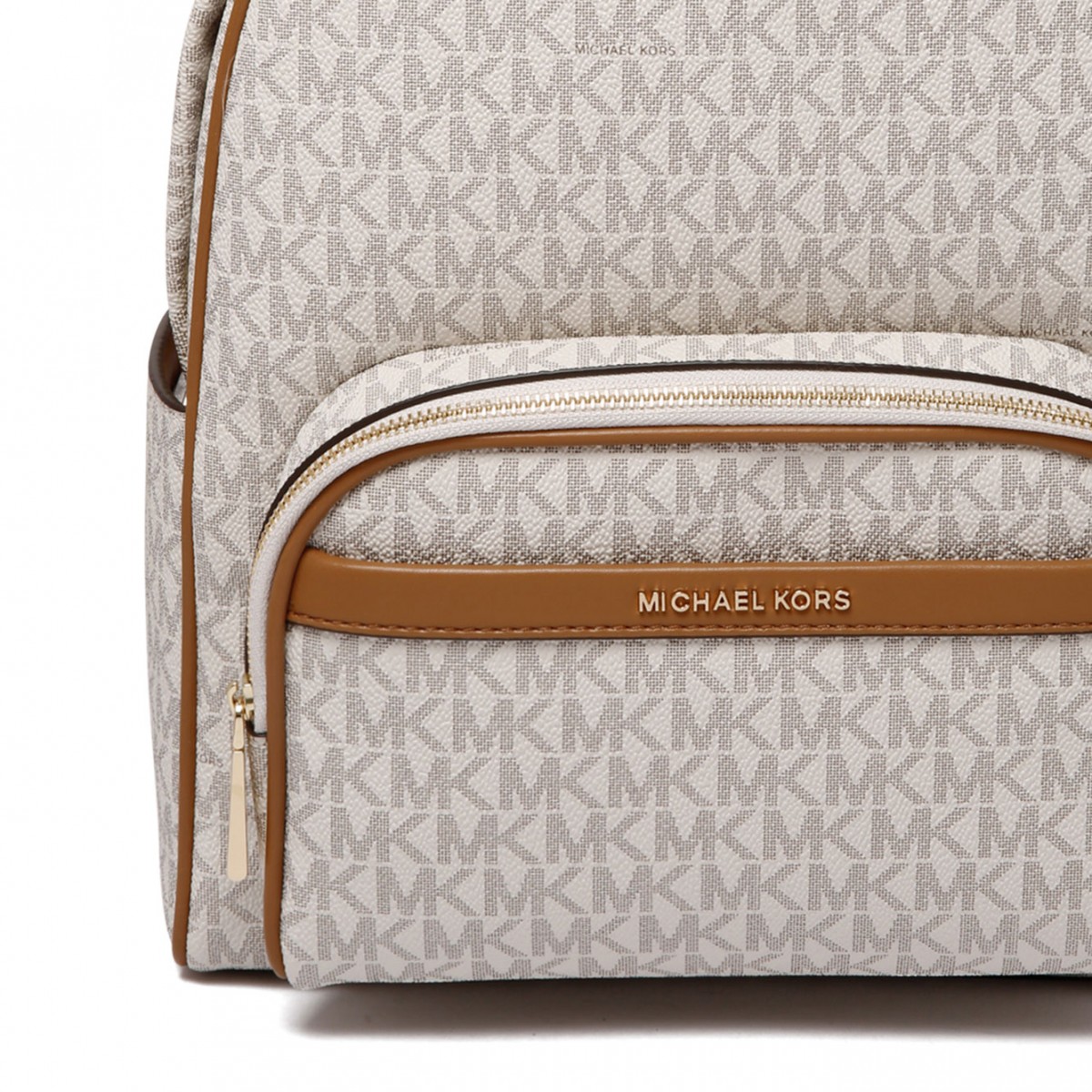 Beige and Brown Medium Jacquard Backpack