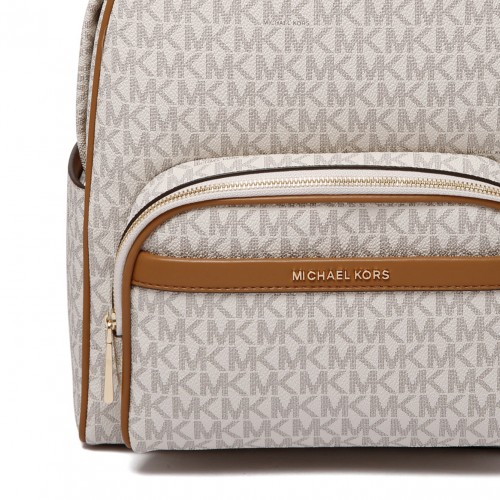 Beige and Brown Medium Jacquard Backpack