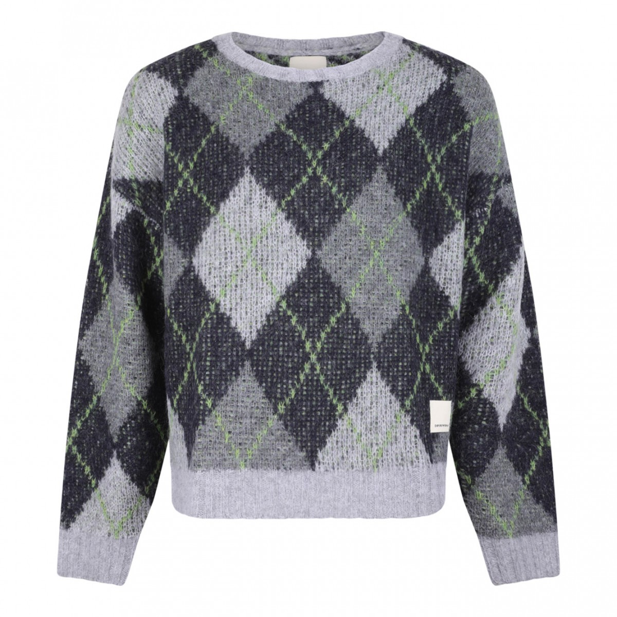 Maxi Sweater With Argyle Motif