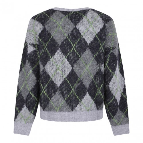 Maxi Sweater With Argyle Motif 2