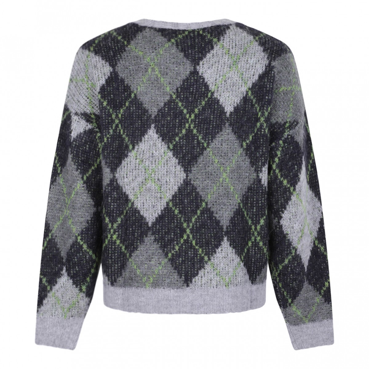 Maxi Sweater With Argyle Motif