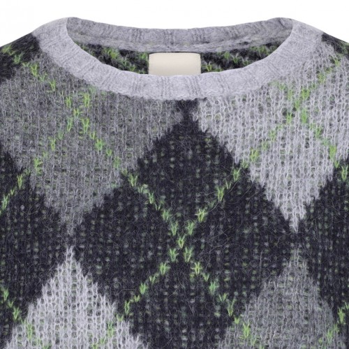 Maxi Sweater With Argyle Motif