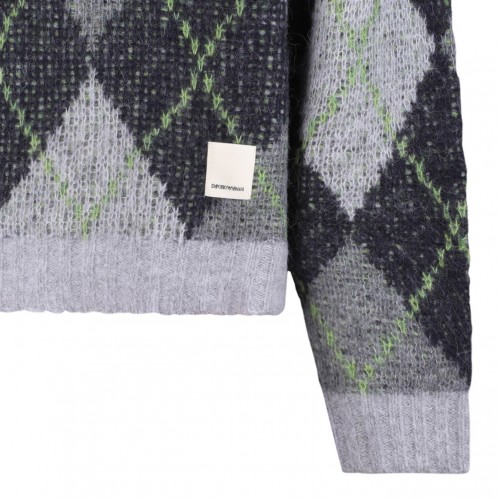 Maxi Sweater With Argyle Motif