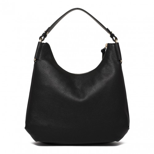 Black Grained Leather Hobo Bag 2