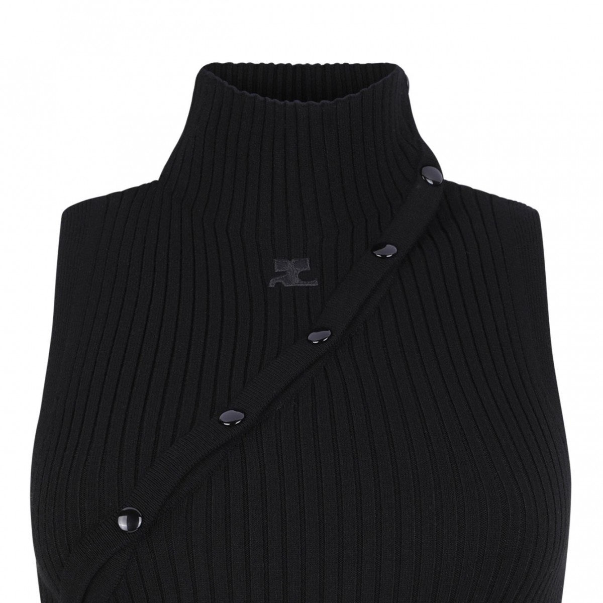 Black Logo-Embroidered Ribbed Tank Top