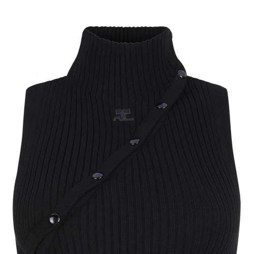 Black Logo-Embroidered Ribbed Tank Top