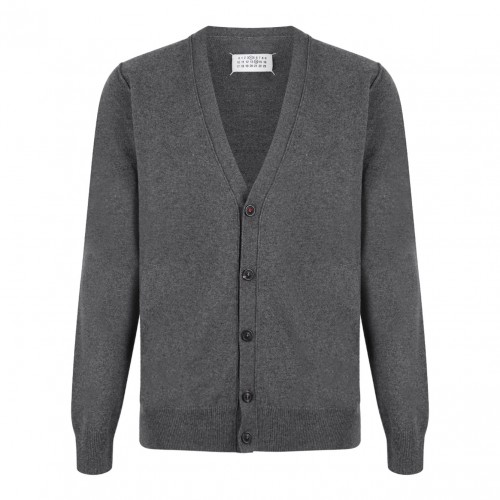Medium Grey V-Neck Cashmere Cardigan