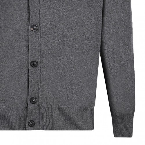 Medium Grey V-Neck Cashmere Cardigan