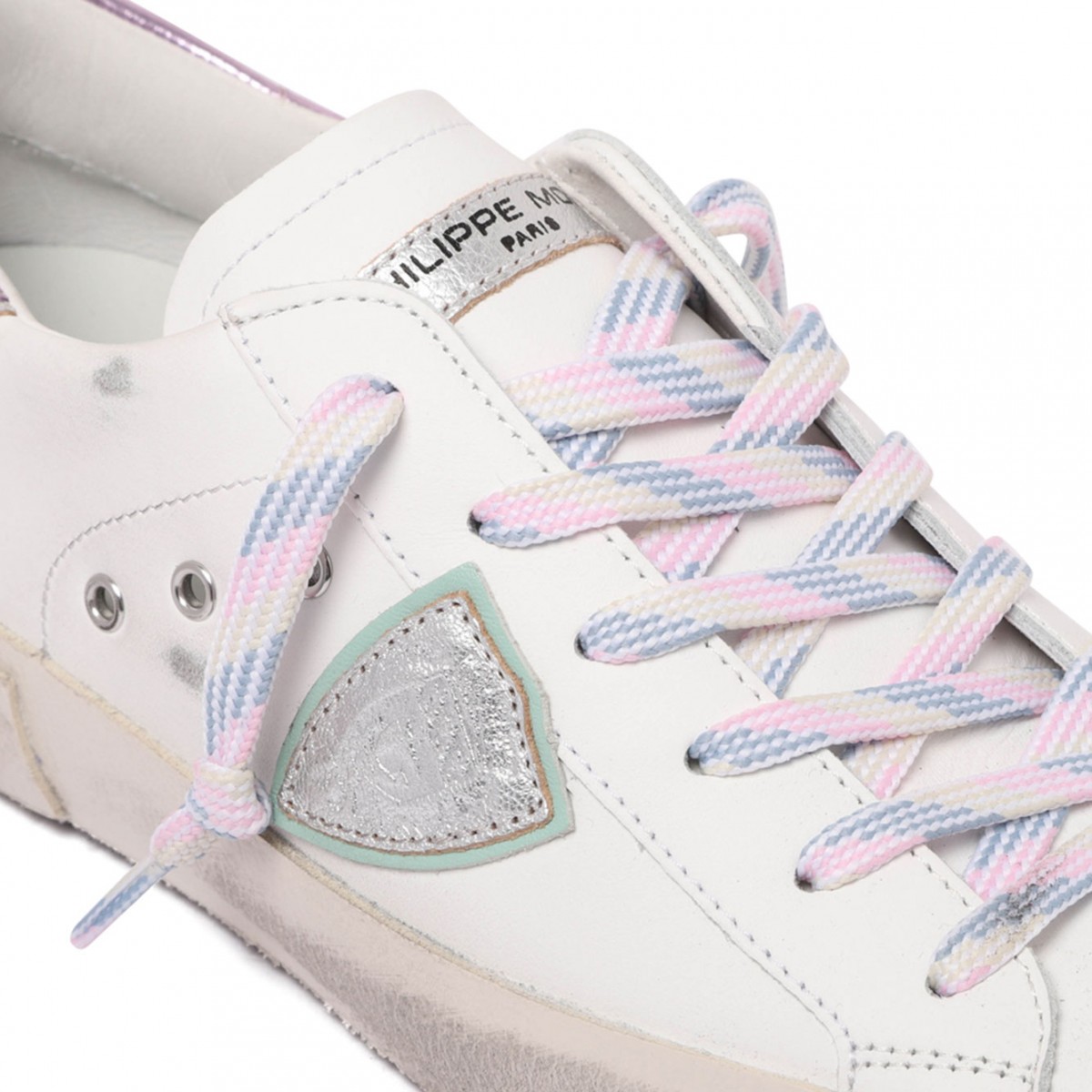 White Metallic Distressed Sneakers