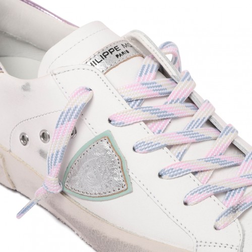 White Metallic Distressed Sneakers