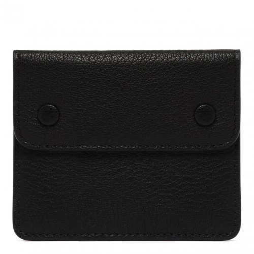Black Four-Stitch Leather Card Holder