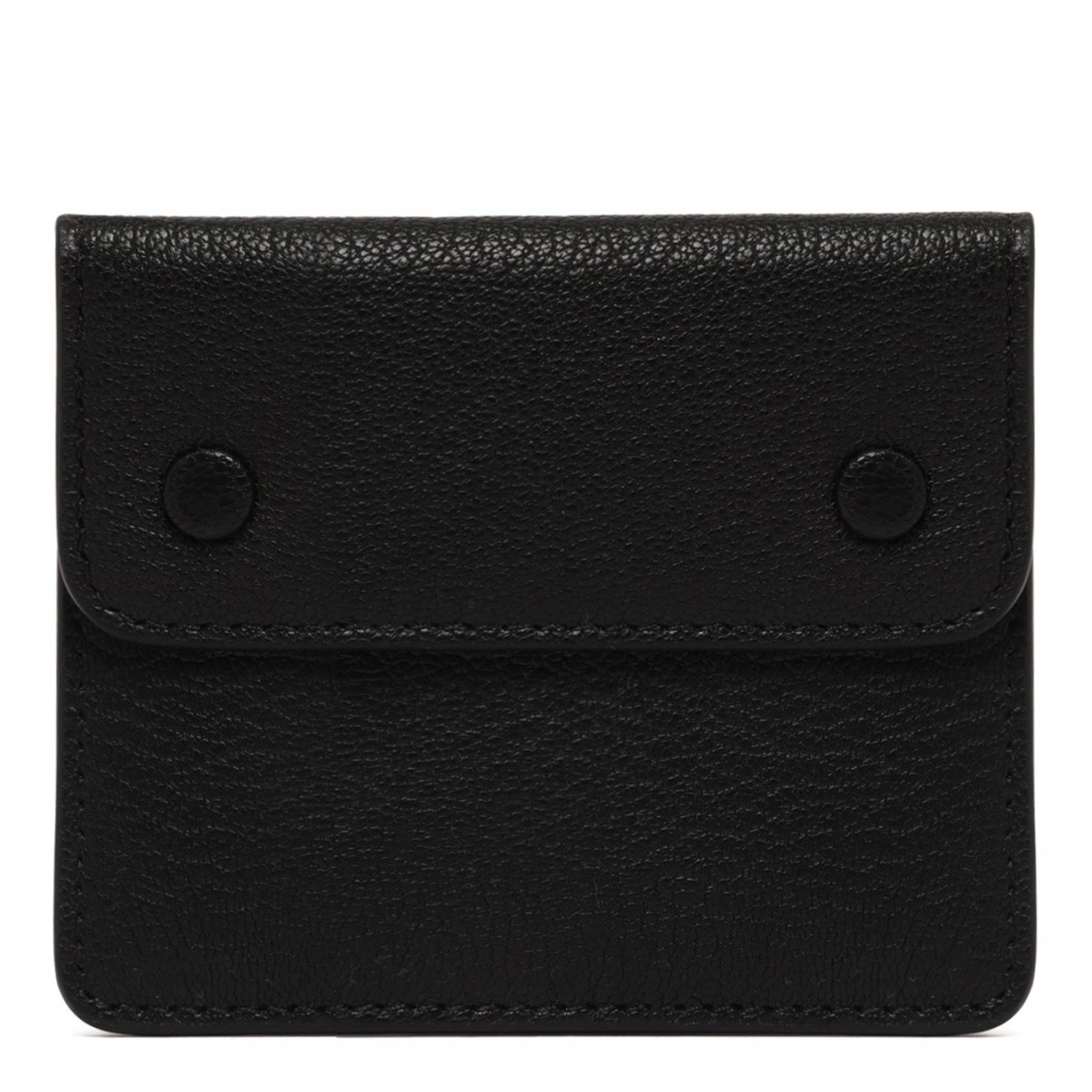 Black Four-Stitch Leather Card Holder