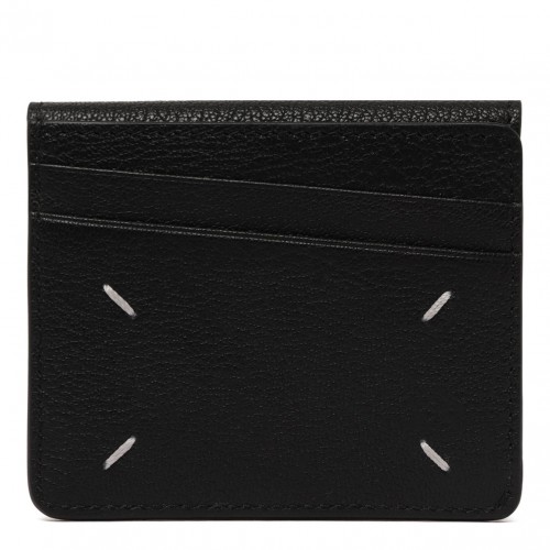Black Four-Stitch Leather Card Holder 2