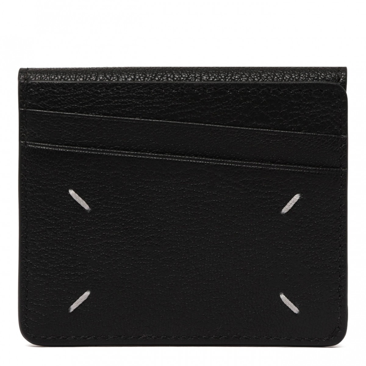 Black Four-Stitch Leather Card Holder