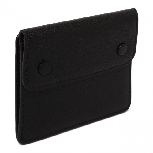 Black Four-Stitch Leather Card Holder