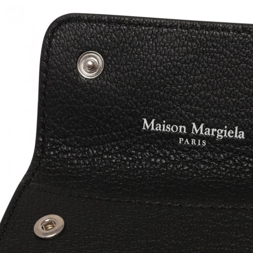 Black Four-Stitch Leather Card Holder