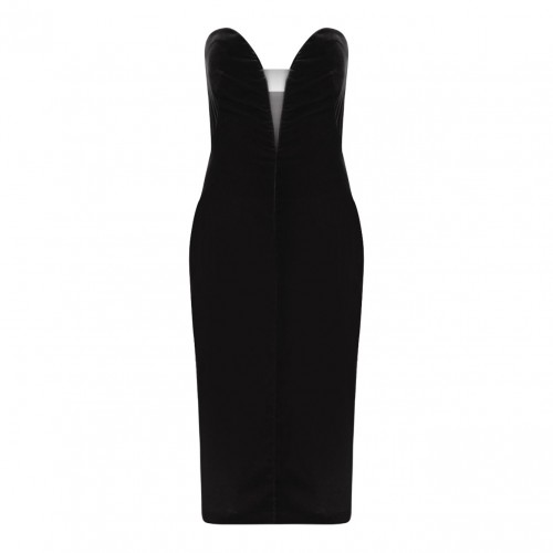 Black Strapless Velvet Cocktail Dress