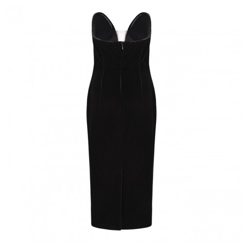 Black Strapless Velvet Cocktail Dress