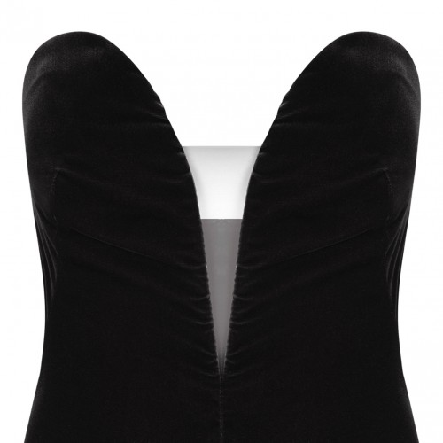 Black Strapless Velvet Cocktail Dress