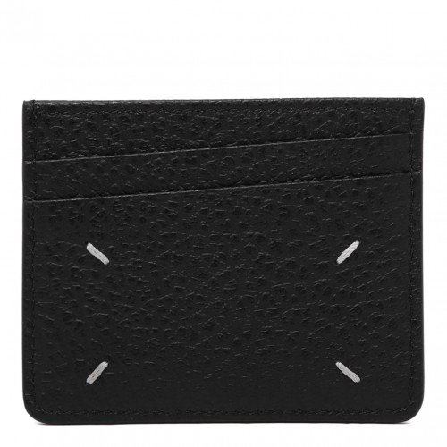 Black Four-Stitch Leather Card Holder