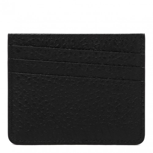 Black Four-Stitch Leather Card Holder 2