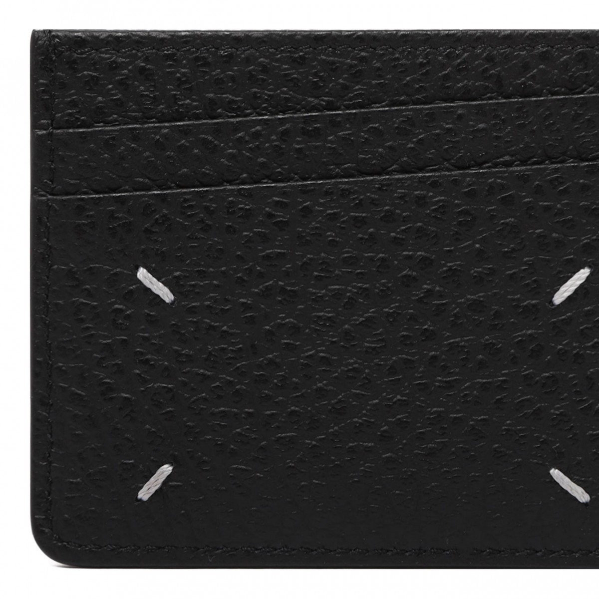 Black Four-Stitch Leather Card Holder