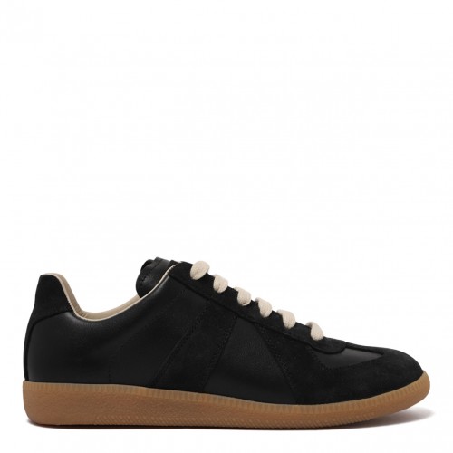 Black Replica Low-Top Leather Sneakers
