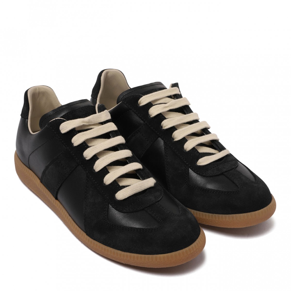 Black Replica Low-Top Leather Sneakers