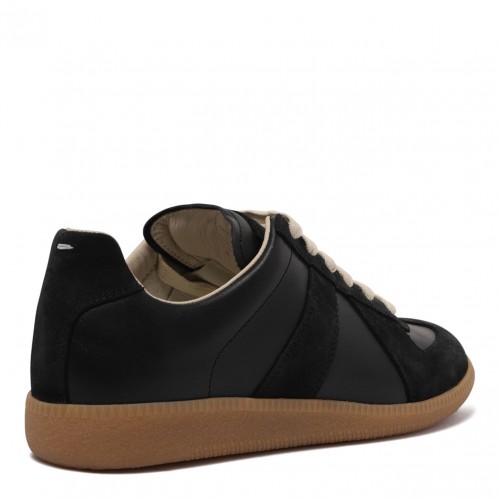 Black Replica Low-Top Leather Sneakers