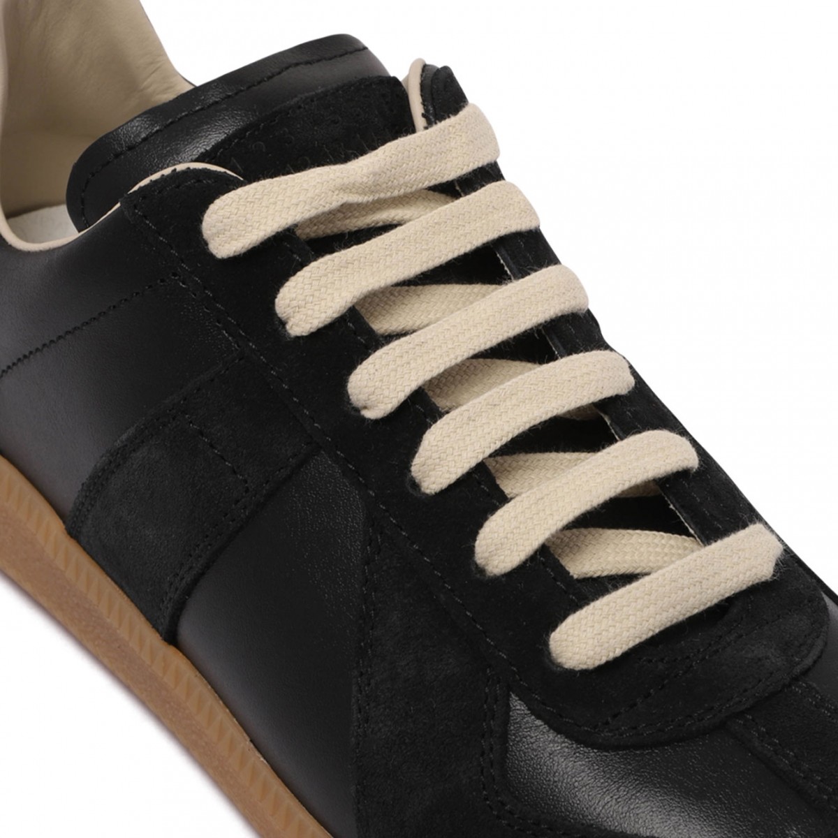 Black Replica Low-Top Leather Sneakers