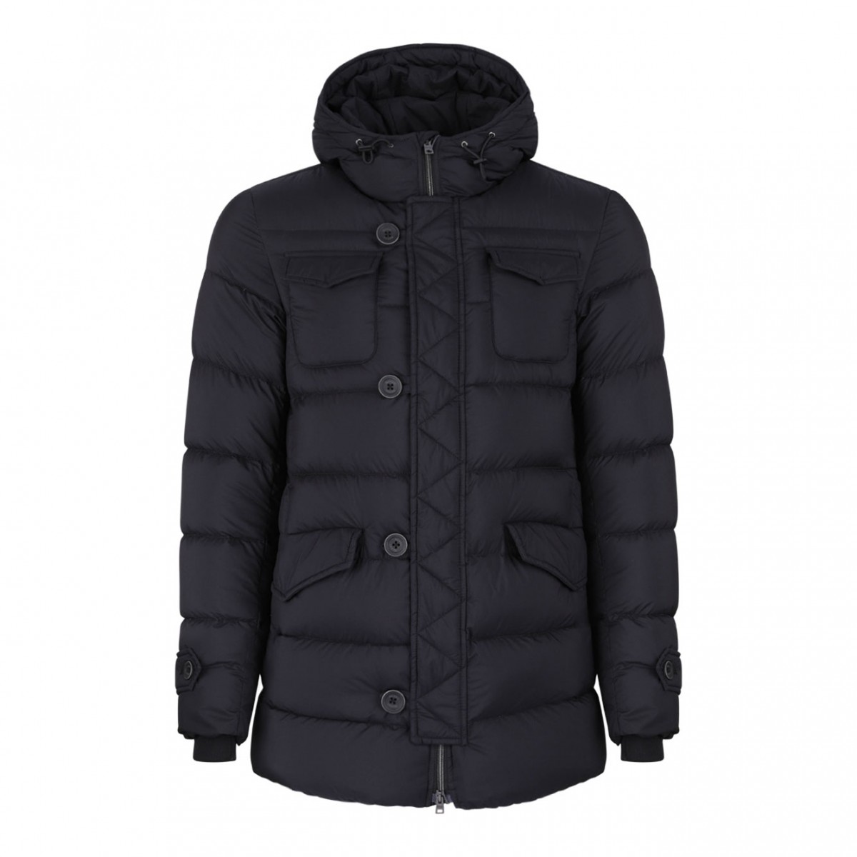 Black Multi-Pocket Goose Down Jacket