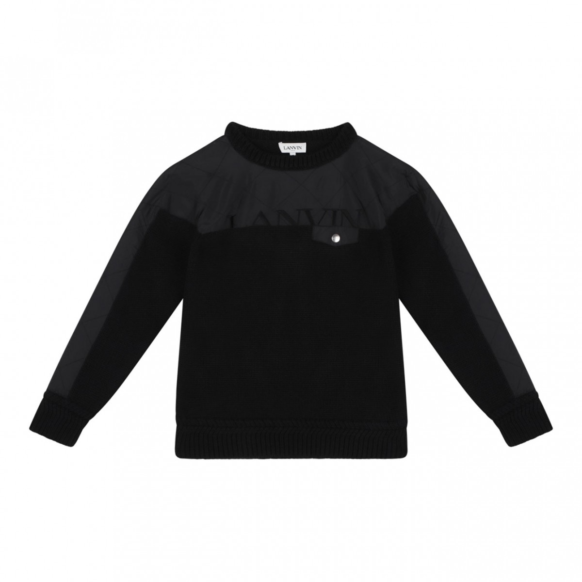 Black Logo-Embroidered Panelled Pullover