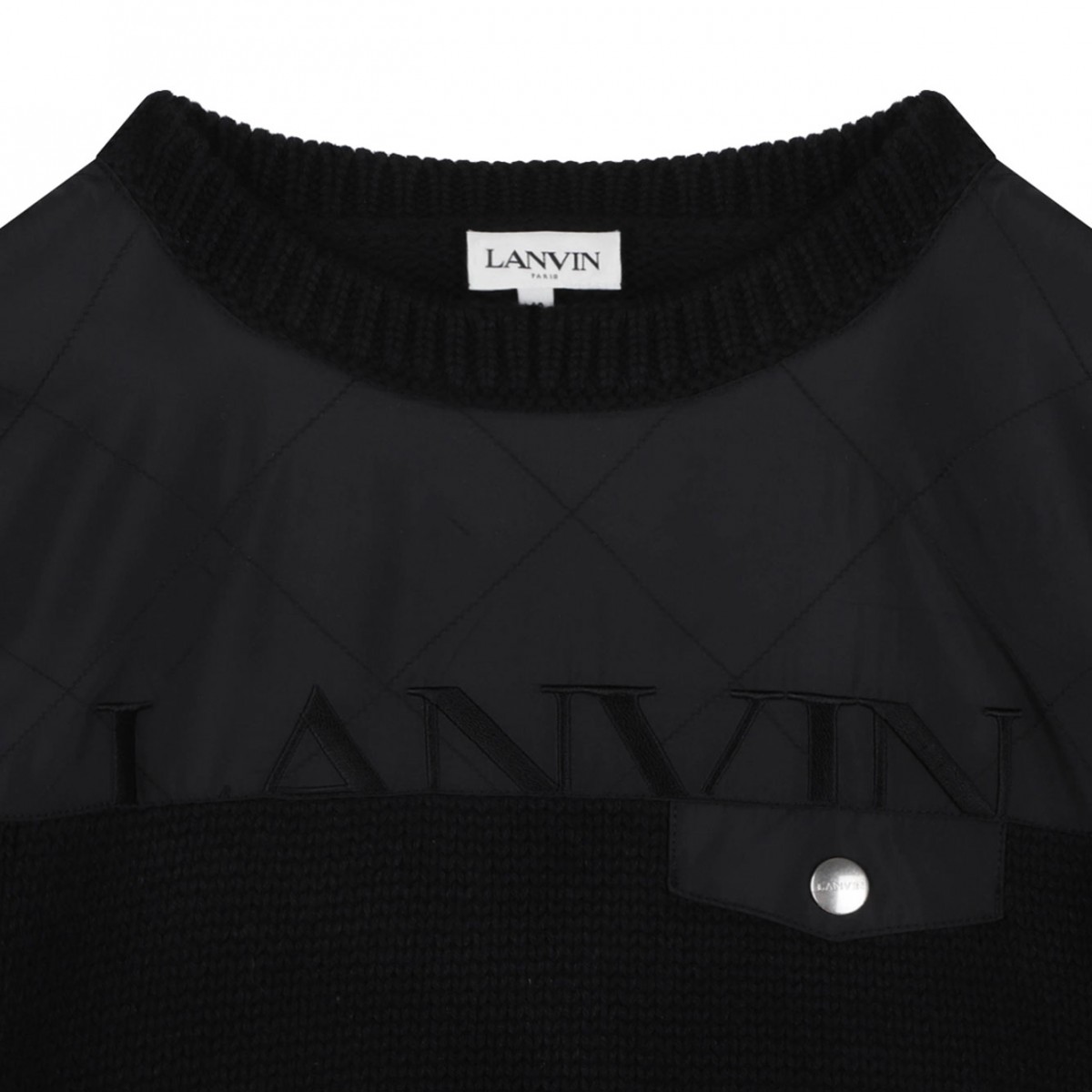 Black Logo-Embroidered Panelled Pullover