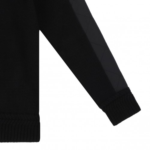 Black Logo-Embroidered Panelled Pullover