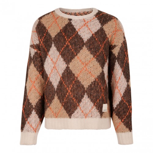 Maxi Sweater With Argyle Motif