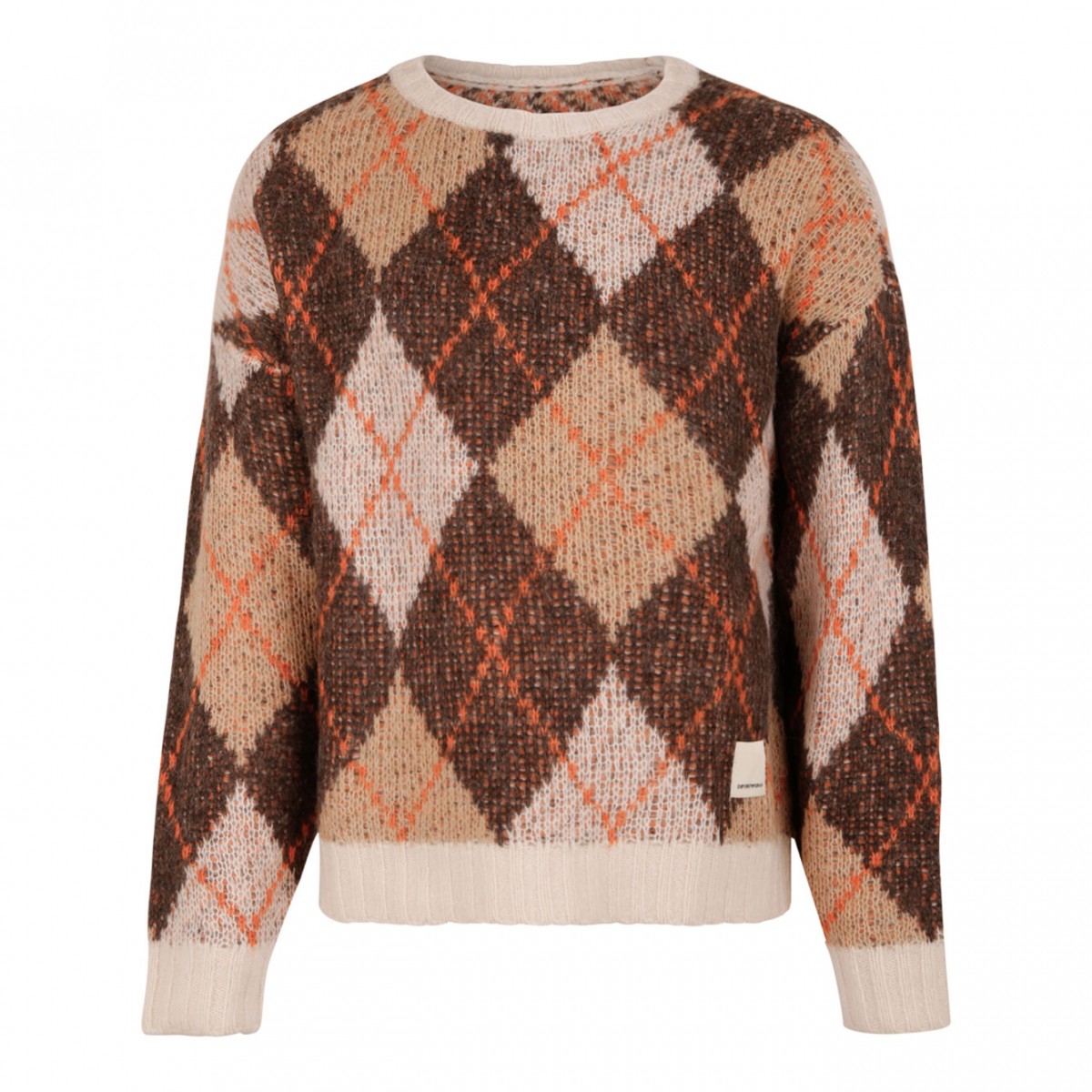 Maxi Sweater With Argyle Motif