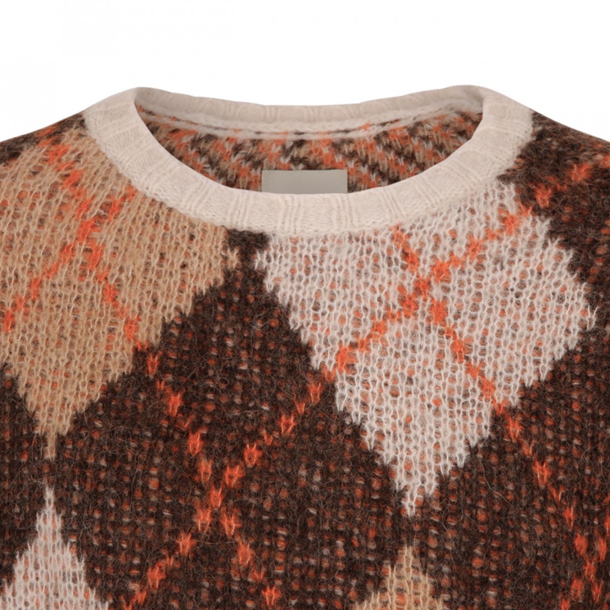 Maxi Sweater With Argyle Motif