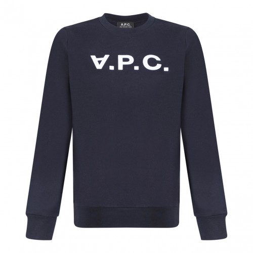 Navy Blue VPC Logo-Print Cotton Sweatshirt