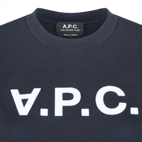 Navy Blue VPC Logo-Print Cotton Sweatshirt