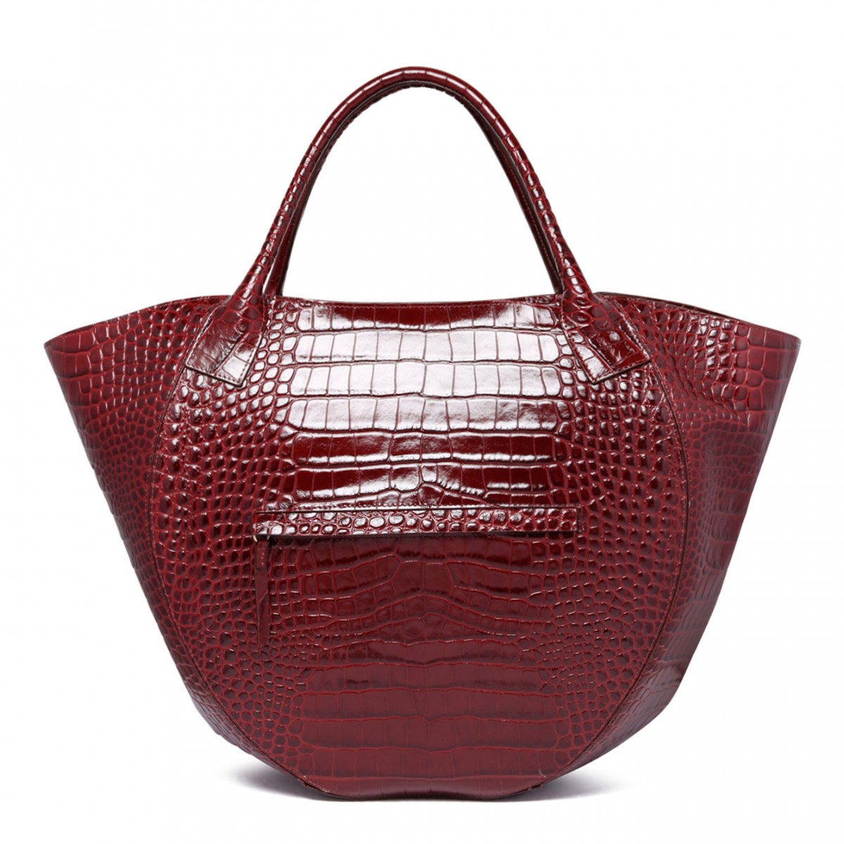 Bordeaux Croco Hortensia Shopper Bag