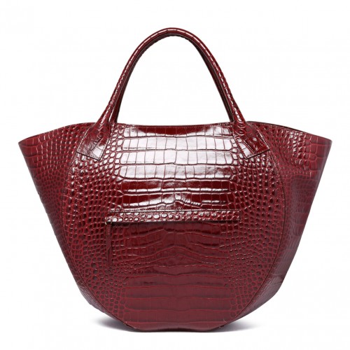Bordeaux Croco Hortensia Shopper Bag