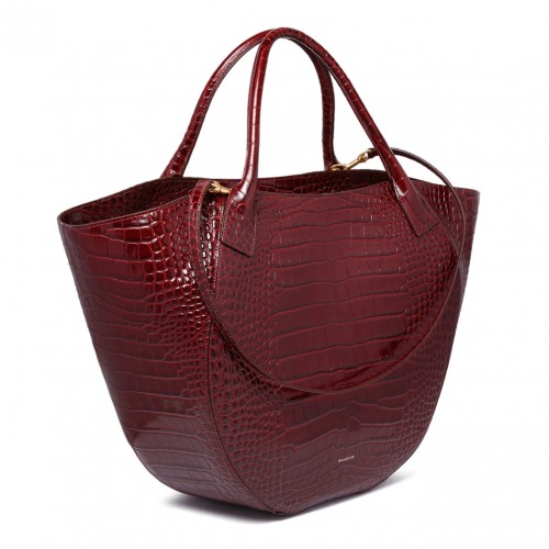 Bordeaux Croco Hortensia Shopper Bag