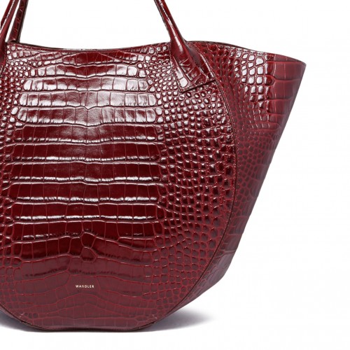 Bordeaux Croco Hortensia Shopper Bag
