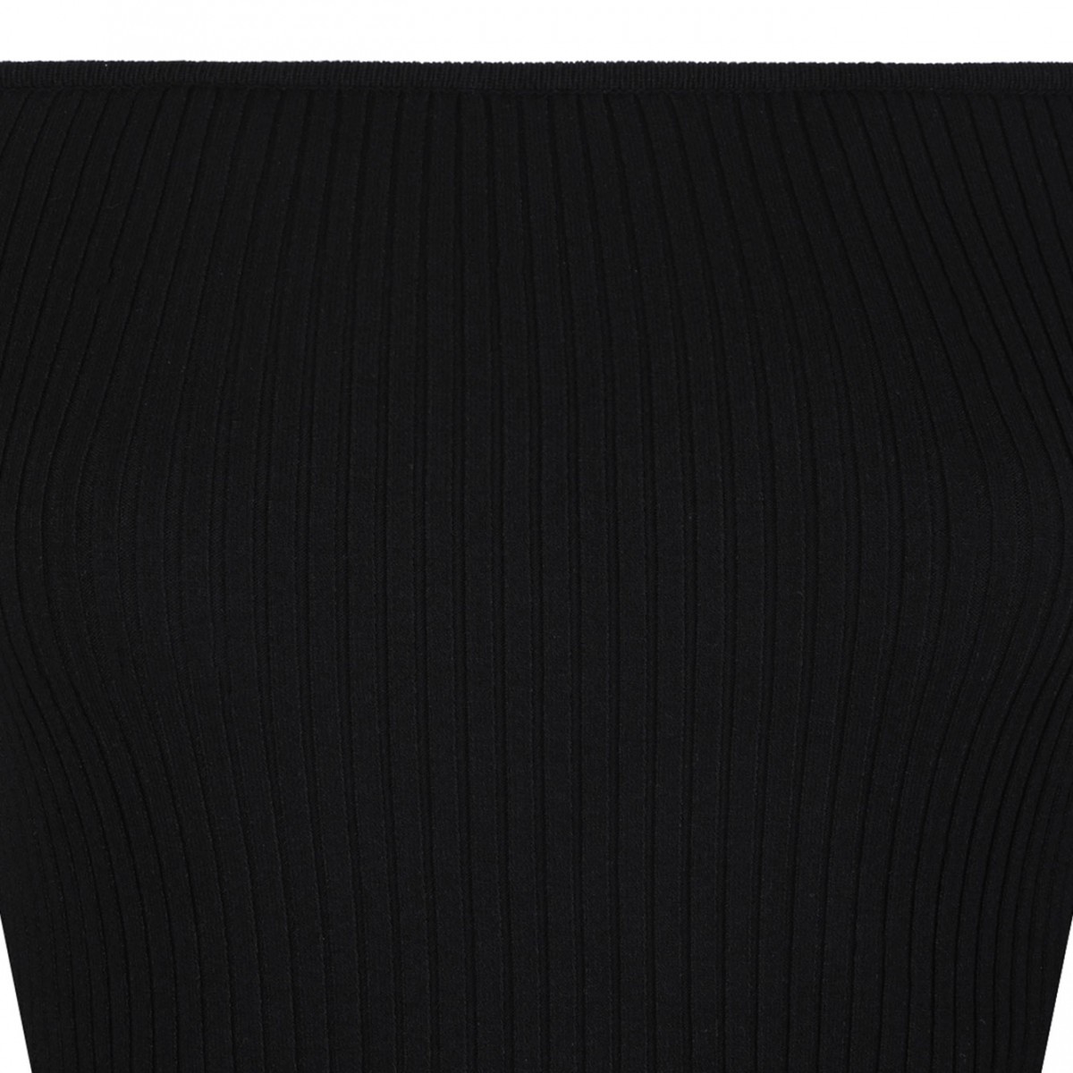 Black Off-Shoulder Rib Knit Top