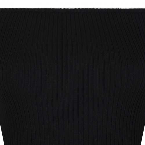 Black Off-Shoulder Rib Knit Top