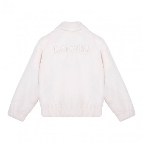 Ivory White Faux Shearling Spread-Collar Jacket