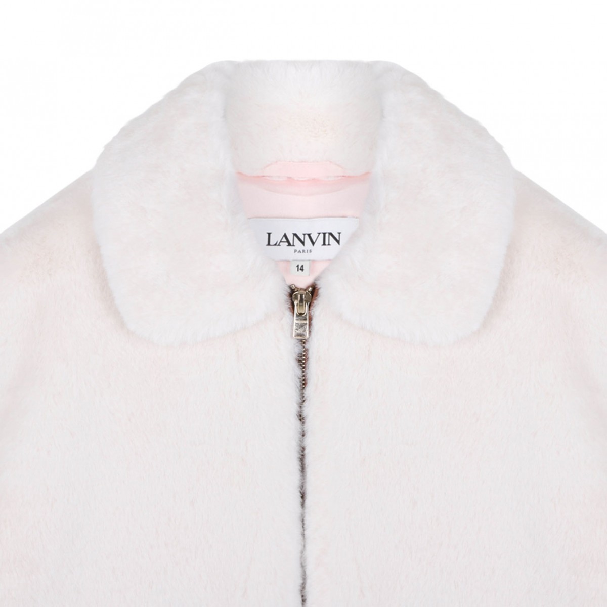 Ivory White Faux Shearling Spread-Collar Jacket