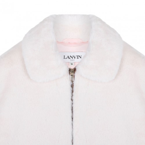 Ivory White Faux Shearling Spread-Collar Jacket