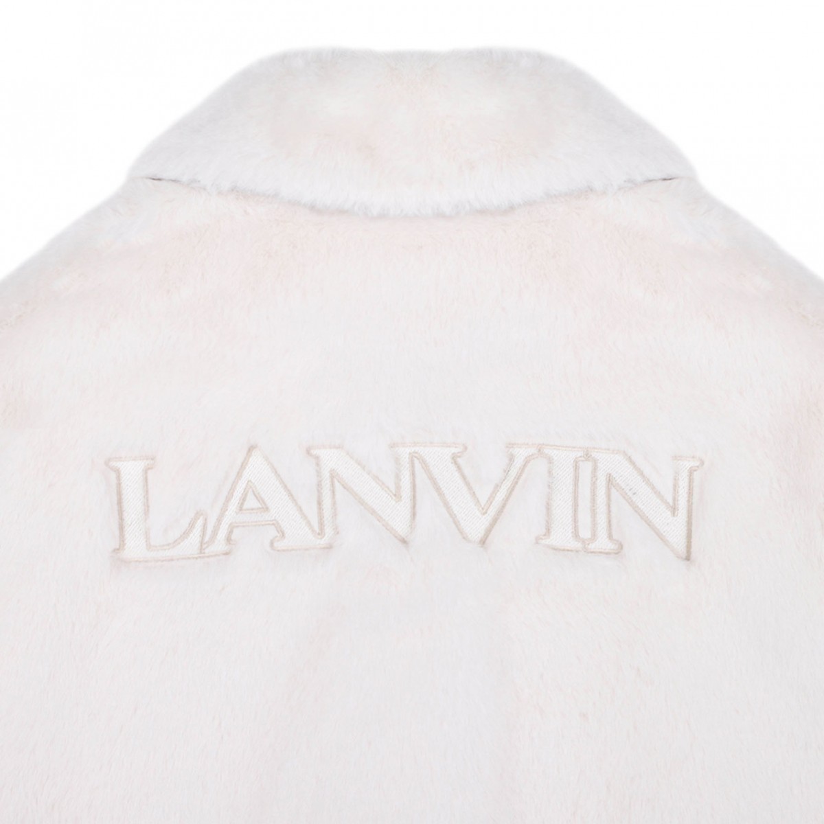 Ivory White Faux Shearling Spread-Collar Jacket
