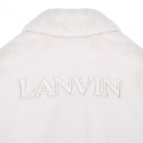 Ivory White Faux Shearling Spread-Collar Jacket